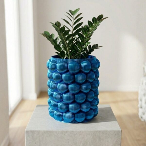 Cachepot Bubble Pop - Azul Metalizado