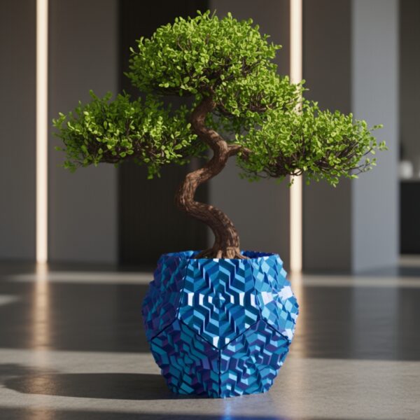 Cachepot Fractal Dodeca - Azul Metalizado