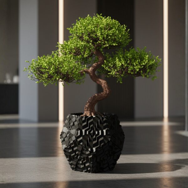 Cachepot Fractal Dodeca - Preto Cachepot Fractal Dodeca – Vaso Bacia Geométrico para Suculentas e Bonsai | 3DFarm