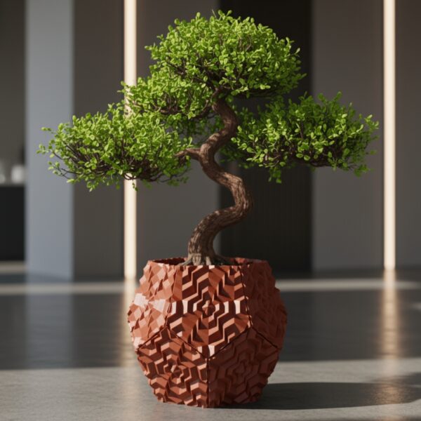 Cachepot Fractal Dodeca – Vaso Bacia Geométrico para Suculentas e Bonsai | 3DFarm