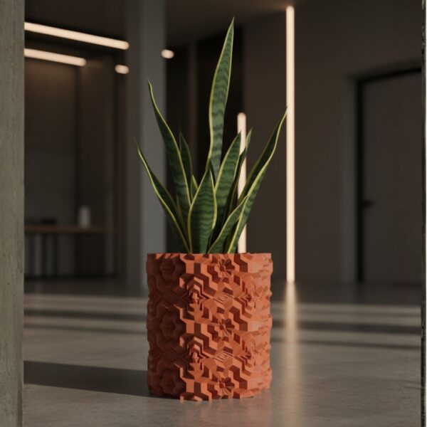 Cachepot Octahex Cyber - Terracota Cachepot Octahex Cyber - Terracota