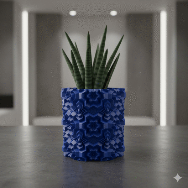 Cachepot Octahex Cyber Azul Metalizado Cachepot Octahex Cyber Azul Metalizado