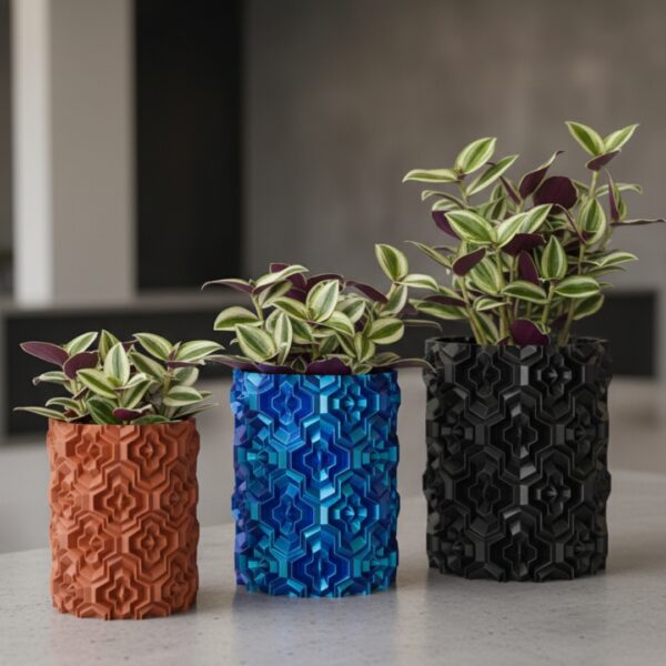 Cachepot Tetrahex Arquitetônico – Vaso Geométrico Industrial 3D | 3DFarm