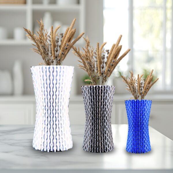 Vaso Decorativo Coluna Trama – Design Cilíndrico Alto para Arranjos | 3DFarm