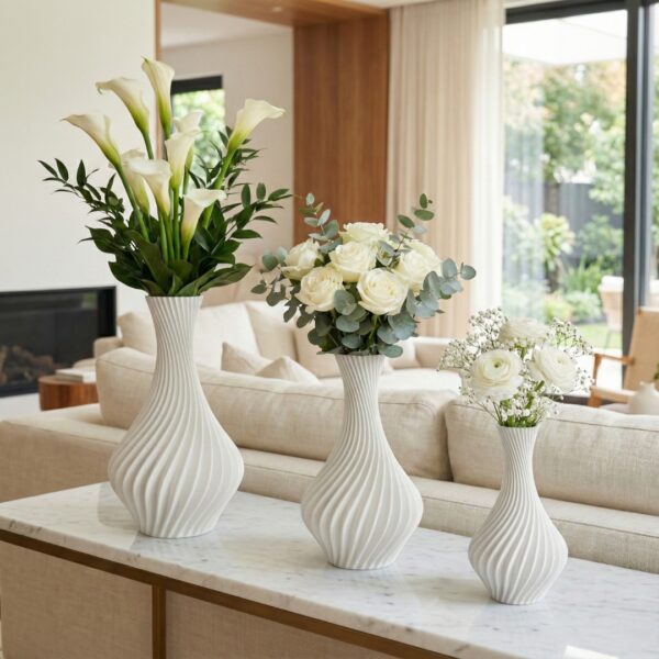 Kit Vaso Decorativo Espiral Vortex - Branco