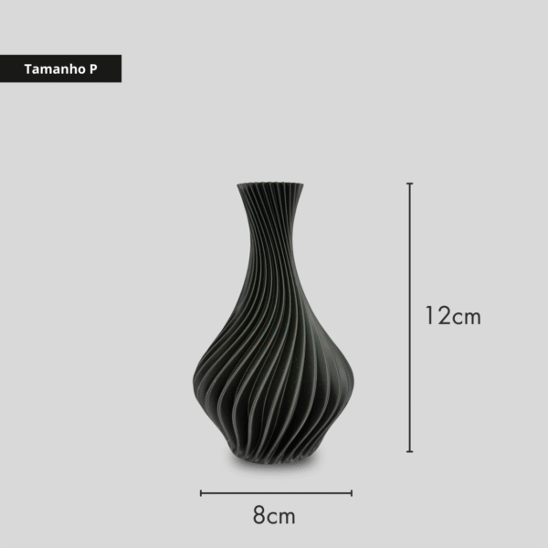 Vaso Decorativo Espiral Vortex - Design Moderno Preto para Sala e Home Office | 3DFarm