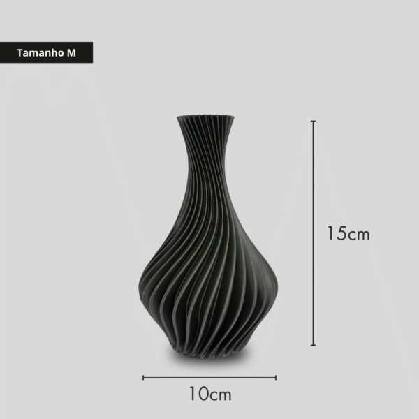 Vaso Decorativo Espiral Vortex - Design Moderno Preto para Sala e Home Office | 3DFarm