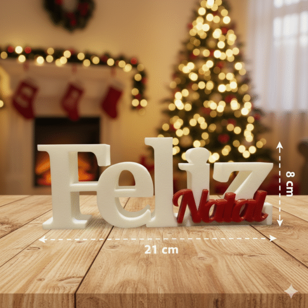 Enfeite Natalino Feliz Natal Letreiro Decorativo Feliz Natal Premium | Placa de Mesa e Prateleira – Resistente e Moderno