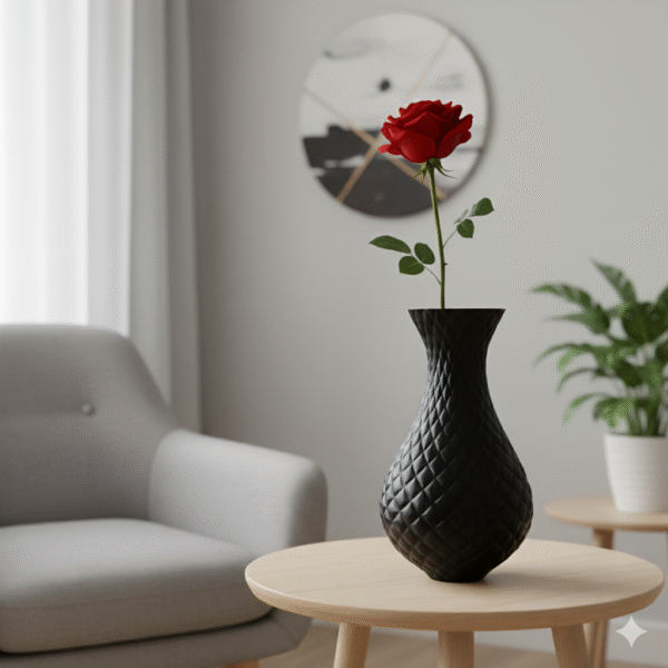 Vaso Decorativo Textura Matelassé Royal - Preto Vaso Decorativo Textura Matelassé Royal - Preto