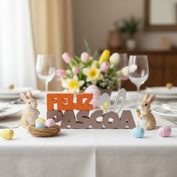 Letreiro Feliz Páscoa Decorativo