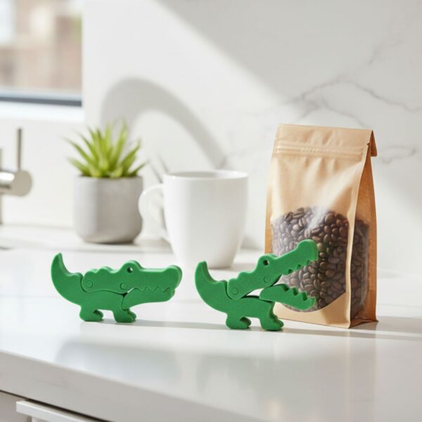 Kit 5 Prendedores de Embalagem Jacaré – Grampo de Vedação Criativo para Cozinha