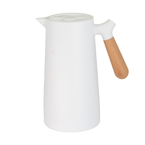 Garrafa Térmica Branco 1L Cabo de Madeira