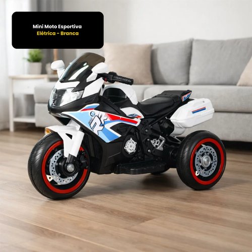 Mini Moto Esportiva Elétrica - Branca