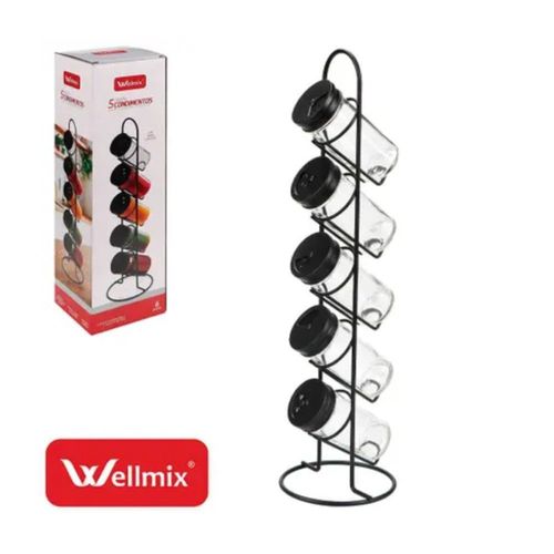 1uf63f6tar2-lg.jpg Conjunto 5 Porta Condimentos Com Suporte Vertical - Preta