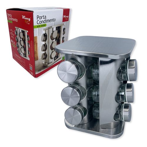 2wf8ra6vt9o-lg.jpg WE DROP - Porta Tempero e Condimentos Giratório Inox 12 Potes