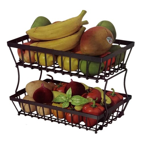 Fruteira Metálica 2 Andares - Preta