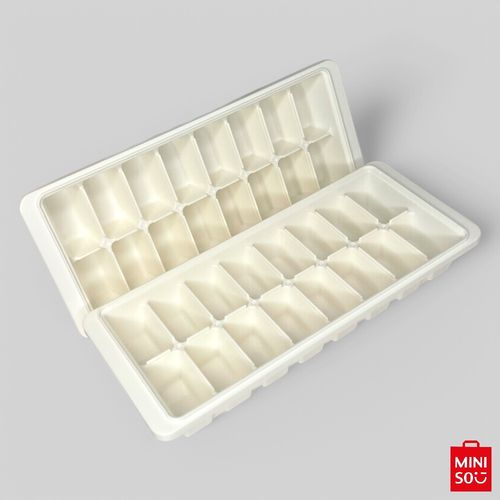 Kit 2 Forma de Gelo com Tampa 16 Cubos - Branca