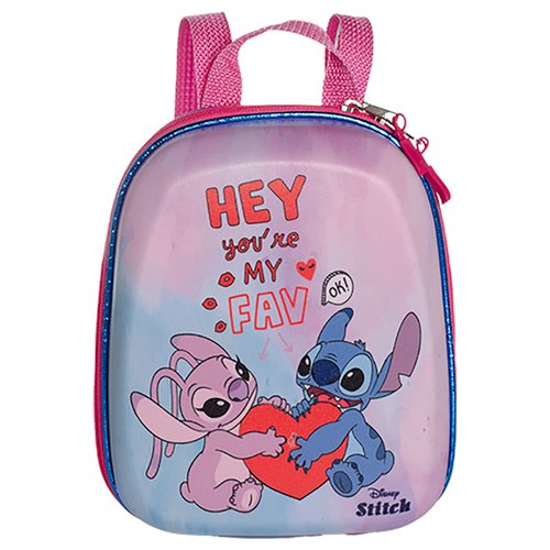 Mochila Infantil Stitch e Angel Tamanho P - Rosa