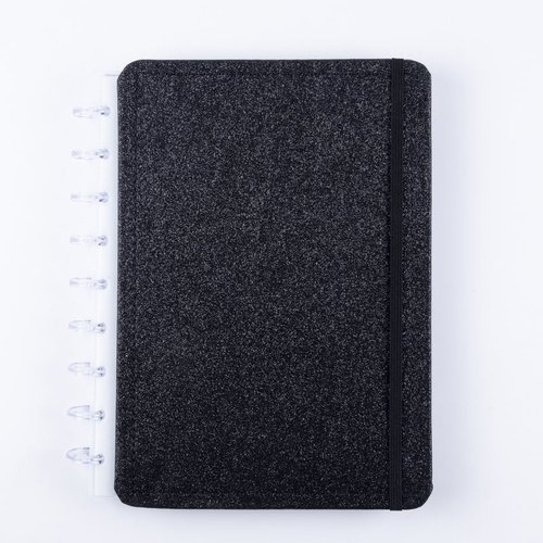 5c5tto0rs6a-lg.jpg Caderno Shine Preto Médio M Capa Dura Disco Reposicionável Disko