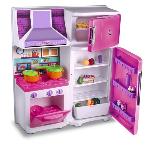 Cozinha Infantil Fogão Geladeira e Coifa - Rosa