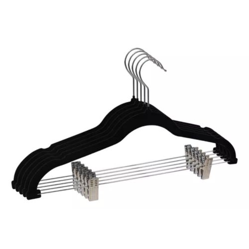 68vlqssrnkk-lg.jpg Kit 05 Unidades Cabide Slim Veludo Preto com 10 presilhas