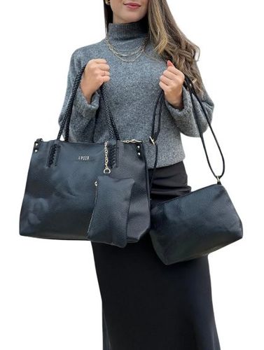 Kit 3 Peças Bolsa Feminina Estilo Tote - Preta