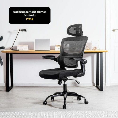 6hqs9h0bbh-lg.jpg Cadeira Escritório Gamer Giratória - Preta