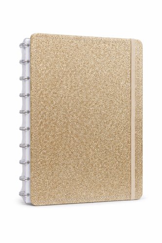 8ie32mgyqnp-lg.jpg Caderno Shine Dourado Médio M Disco Reposicionável Capa Dura Disko