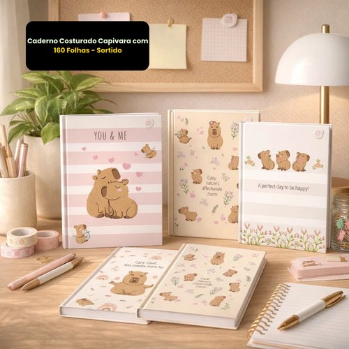 9f8pepiwmy5-lg.jpg Caderno Costurado Capivara com 160 Folhas - Sortido
