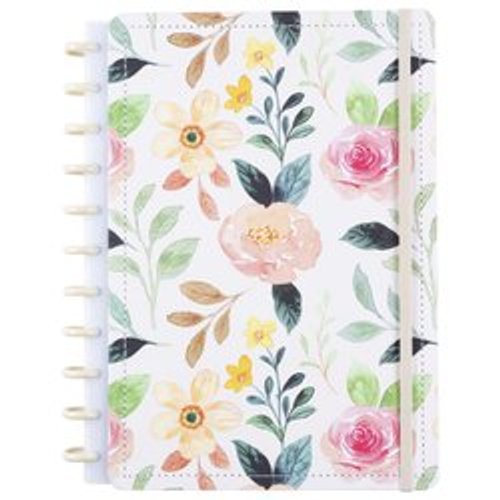 9qxrex36mj8-lg.jpg Caderno White Garden Médio M Disco Reposicionável Capa Dura Disko