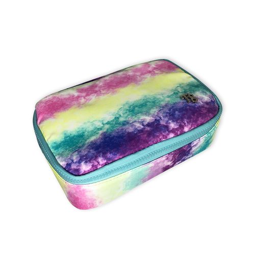 Estojo Escolar Quadrado Grande Feminino Tie Dye Azul