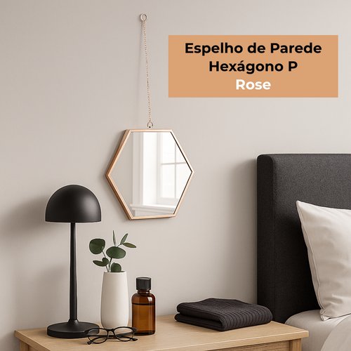 Espelho de Parede Hexágono P - Rosê