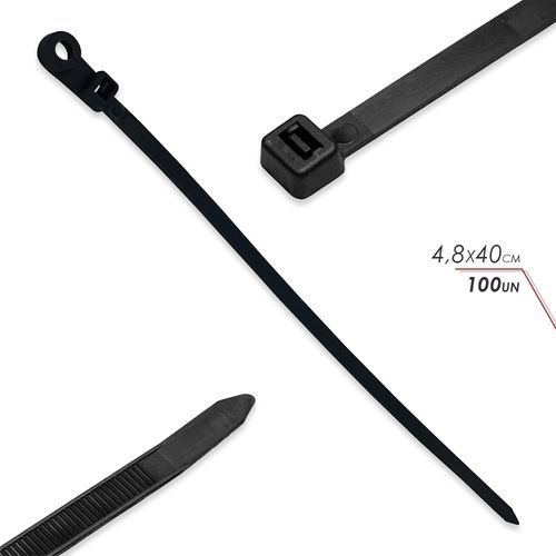 aqlgw88nfd-lg.jpg Cinta Plástica Fita Braçadeira Nylon Enforca Gato 4,8x40cm Grande 100 Unidades