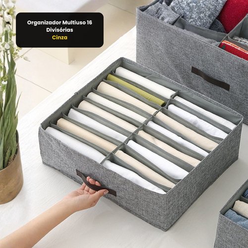 Organizador Multiuso 16 Divisórias - Cinza