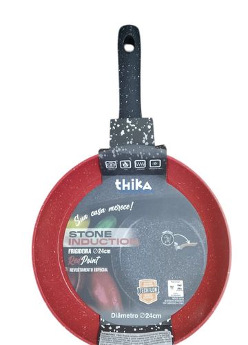 Frigideira em Alumínio Antiaderente Multifuncional 24cm - Vermelha