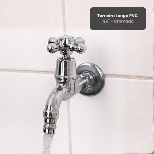Torneira Longa PVC Cromada 1/2