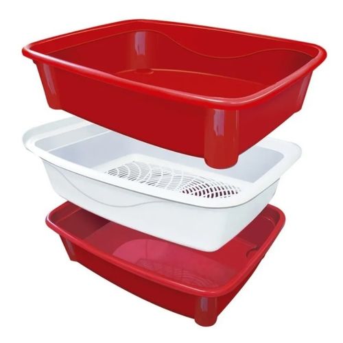 chhog0y6mce-lg.jpg Banheira Caixa De Areia Higiênica Gatos 3 Peças Furacão Pet - VERMELHA