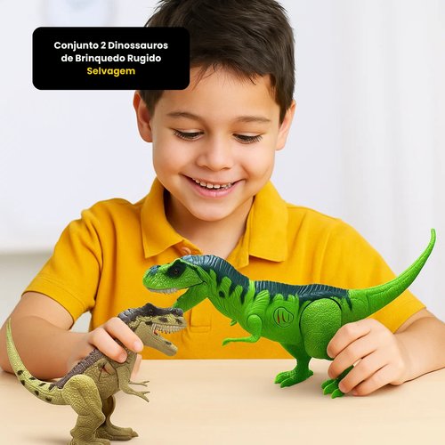 d3feoxehmt-lg.jpg Conjunto 2 Dinossauros de Brinquedo Rugido Selvagem