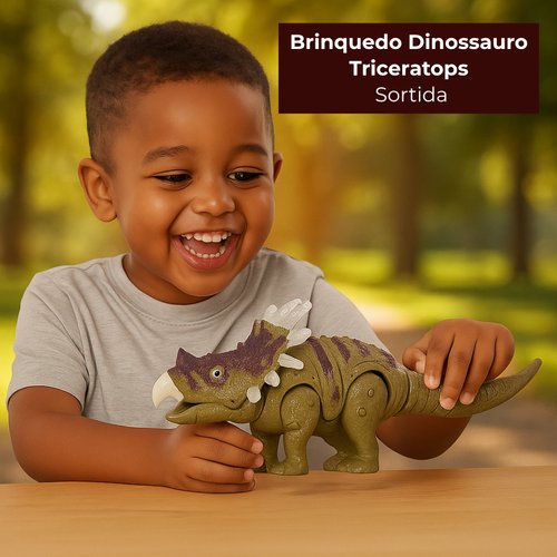 Brinquedo Dinossauro Triceratops Com Som Luz E Movimento - Sortida