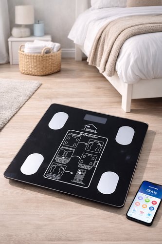 f4k96abpc08-lg.jpg Balança Digital de Medição por Bioimpedância com Bluetooth 140kg - Preta