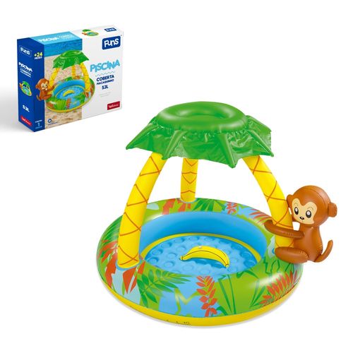 Piscina Inflável Infantil Com Cobertura Macaquinho 53litros