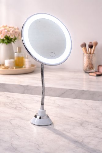 Espelho de Mesa Redondo Para Maquiagem LED com USB - Branca