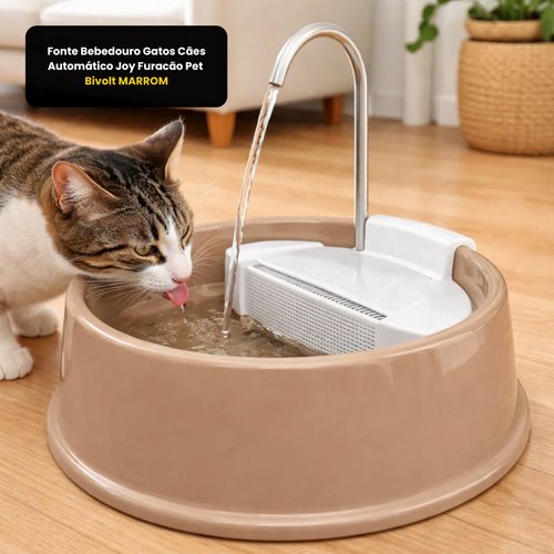 Fonte Bebedouro Gatos Cães Automático Joy Furacão Pet Bivolt - MARROM