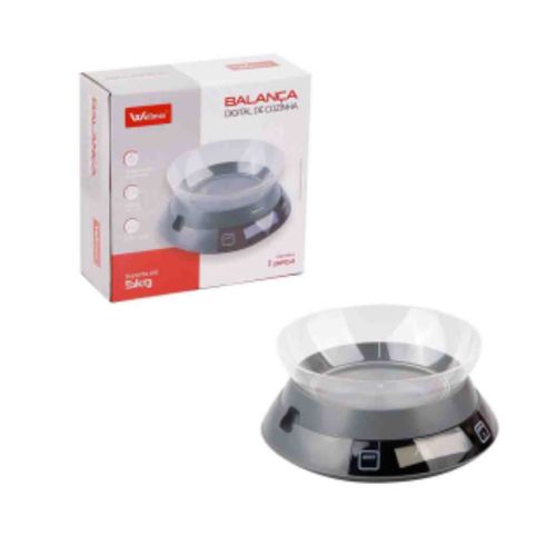 Balança de Cozinha Digital Redonda com Tigela Plástica 5kg