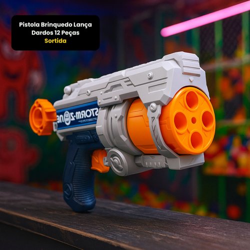Pistola Brinquedo Lança Dardos 12 Peças - Sortida