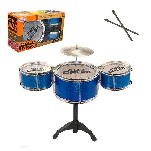 hv2zkwa1cm-lg.jpg Bateria Jazz de Brinquedo com 3 Tambores e Par de Baquetas - Azul