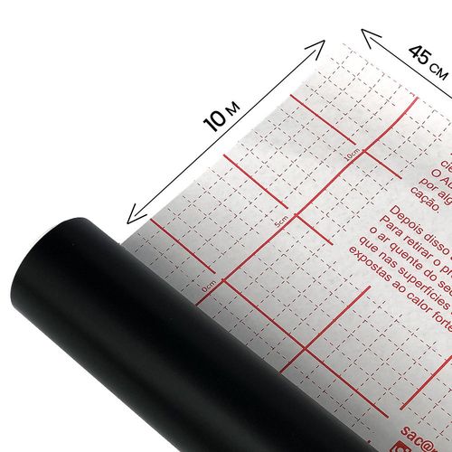 Papel Adesivo Contact Preto Semi-Brilho com 10 Metros