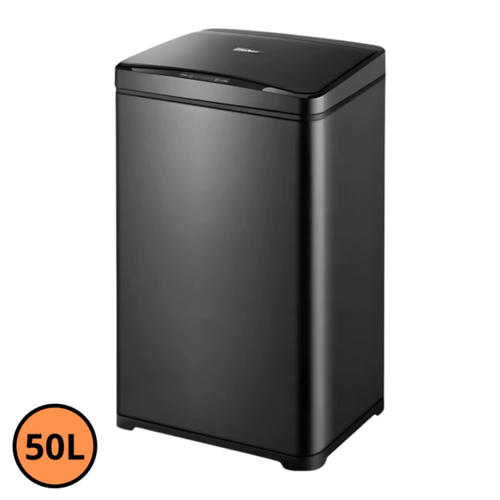 Lixeira Automática Retangular 50 Litros com Sensor em Aço - Preta