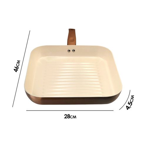 Frigideira Quadrada com Revestimento em Cerâmica 28cm - Rose Gold