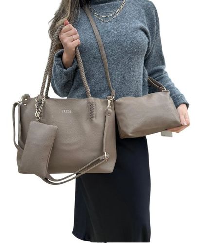 Kit 3 Peças Bolsa Feminina Estilo Tote - Caqui